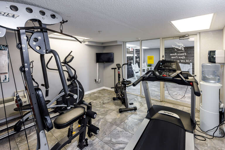 Work out room in West Lobby- hours are posted on the door