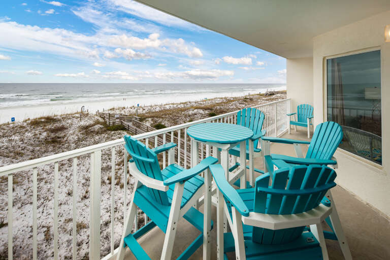 Comfortable patio furniture and AMAZING views from the 4th level balcony