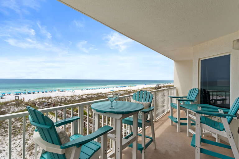 Comfortable patio furniture and AMAZING views from the 4th level balcony