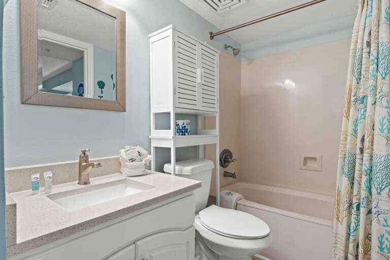 The third full bathroom features a shower  / tub combo as well