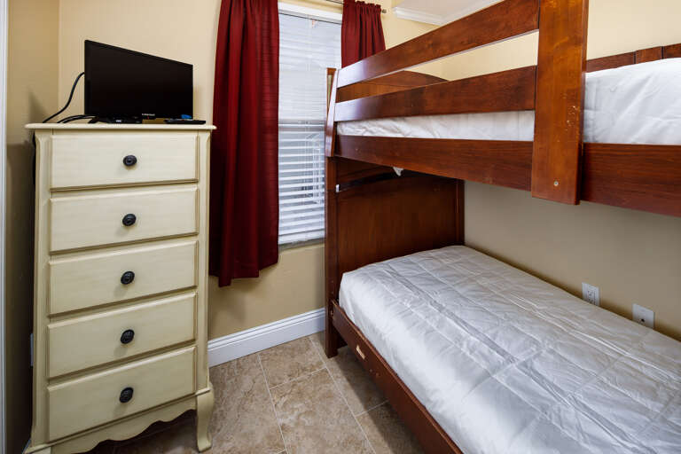 Bunk room also has a television for the kiddos to enjoy while resting