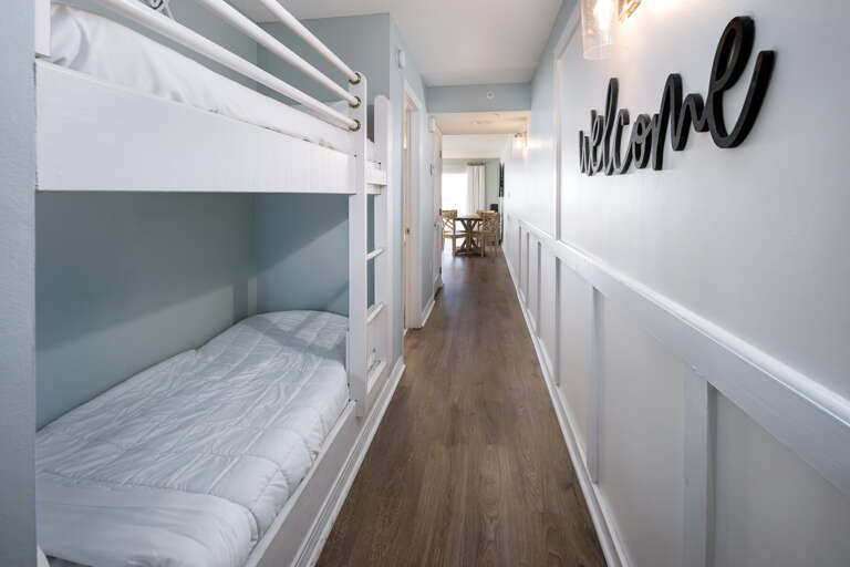 Hallway bunks are the special place for two little ones.