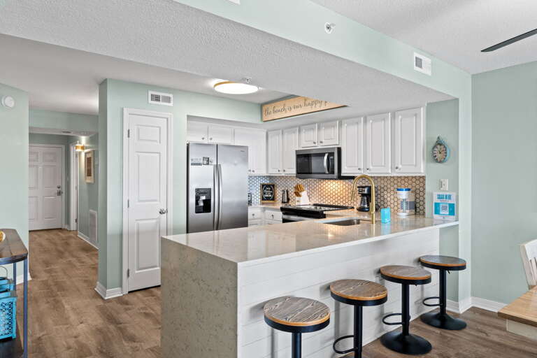 There is additional seating at the kitchen island.
