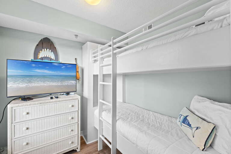 The kids love this cute bunk room, with their own television and privacy. Bed time and nap time will be more fun!
