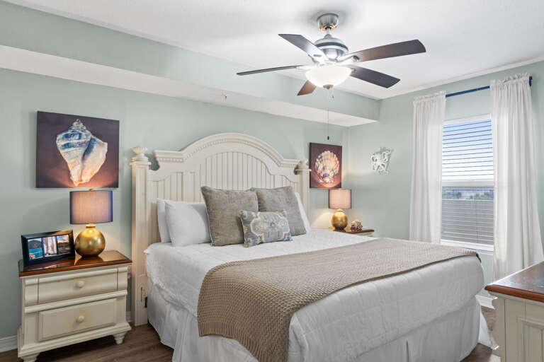 Guest bedroom features a queen size bed and great furnishings with lots of storage space for your personal belongings.