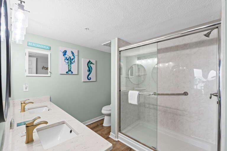 Walk in shower.