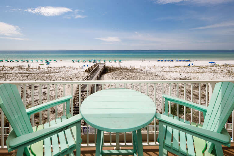 Bar height patio chairs are perfect for enjoying the fantastic views this condo has to offer