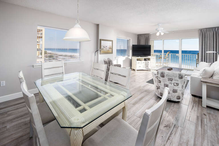 Ample seating for 6 guests at the dining room table.