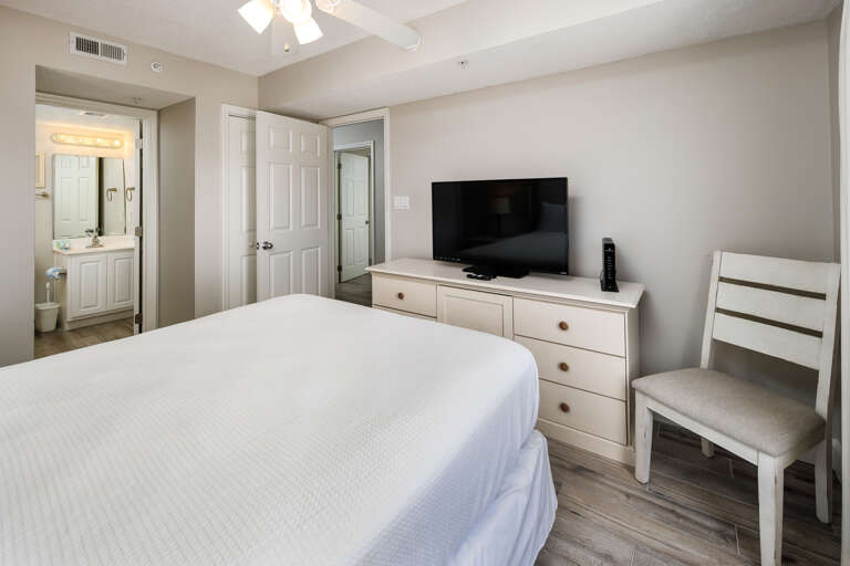 This bedroom has its own full bathroom as well and the entry is from the hallway. Privacy for everyone!