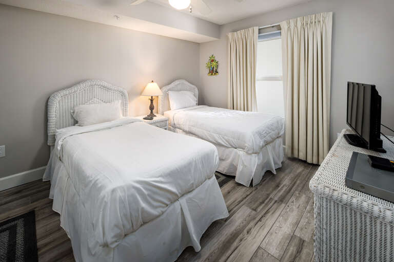 A flat screen TV in this bedroom as well! Put in a DVD and relax...you deserve a good night sleep. Perfect for the little ones too! 