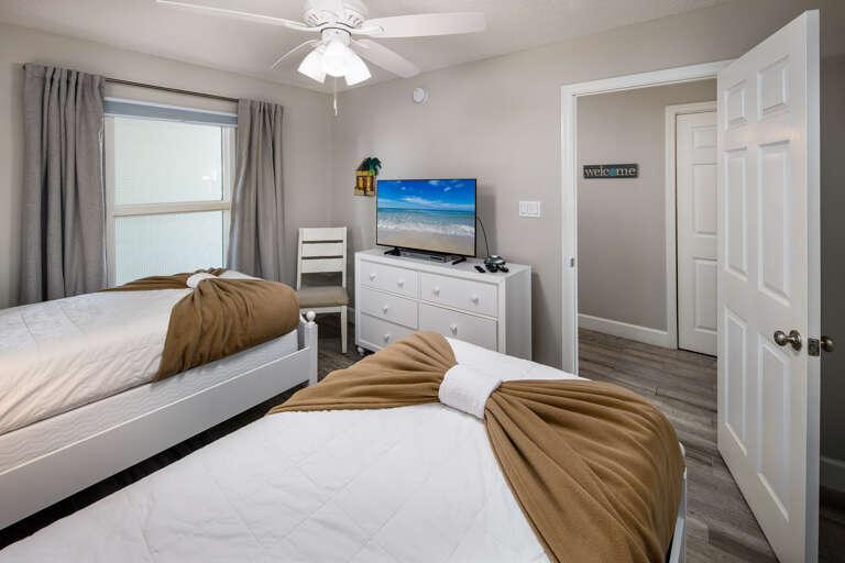 A flat screen TV in this bedroom as well. Perfect for the little ones too! 