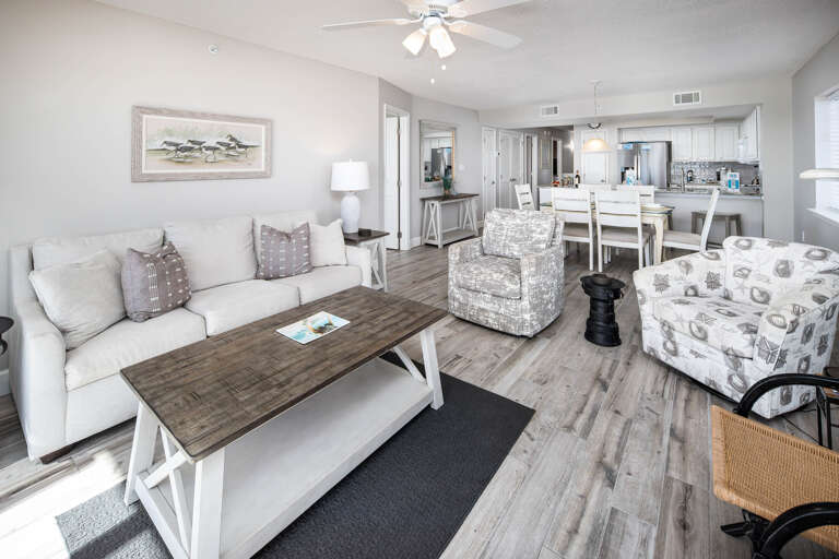 Plenty of seating to relax after a day on the beach.