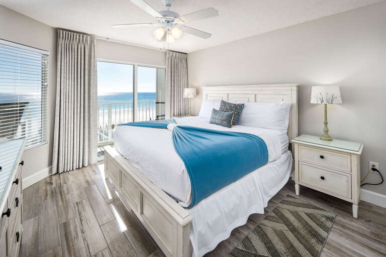Imagine waking up in this king size bed and stepping out onto the beach front balcony in the master bedroom. All while taking in the spectacular sights and sounds of the Emerald Coast; making for a truly memorable vacation getaway.