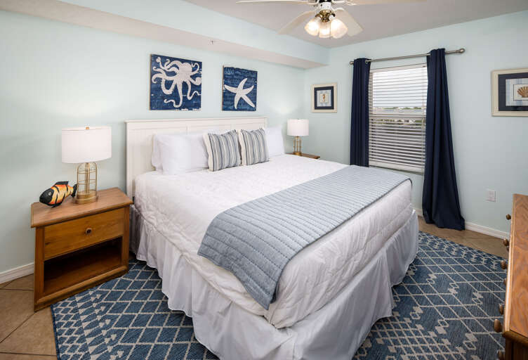 Guest bedroom has a king size bed and very comfortable furnishings