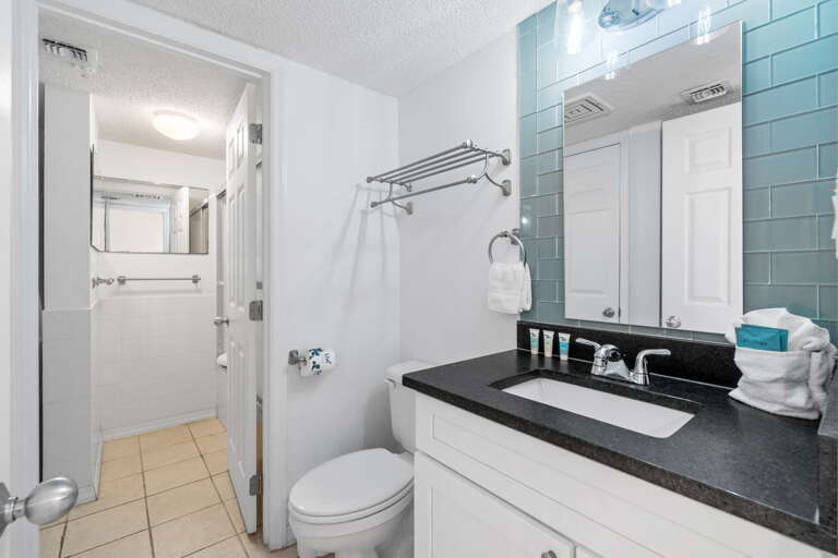 This bonus 1/2 bath gives you just the right amount of extra vanity space!
