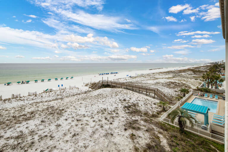 The West building's pool can be seen from this angle. The resort has two pools, one at each building!