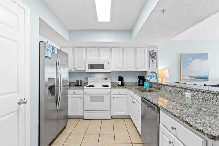 GRANITE countertops await the chef of the group in unit 416!