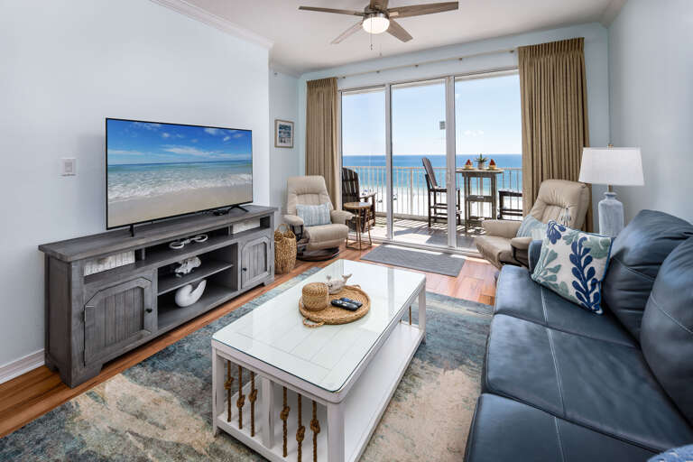 Living Room: Enjoy stunning ocean views while relaxing on plush seating with stylish decor