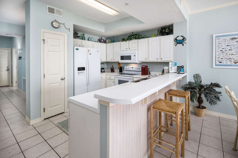 Additional seating at the breakfast bar.