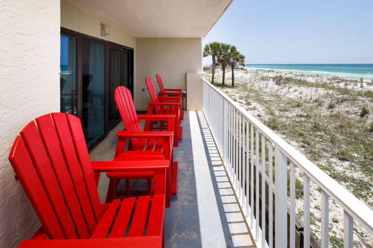 These chairs are the perfect spots to sit and read a book or just enjoy the view.