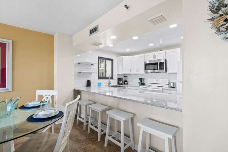 Additional seating at the kitchen island.