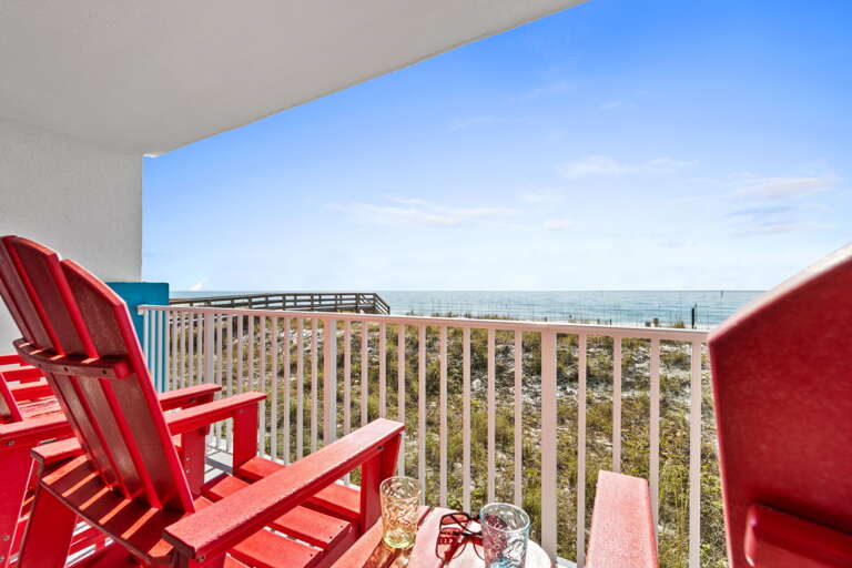 These chairs are the perfect spots to sit and read a book or just enjoy the view.