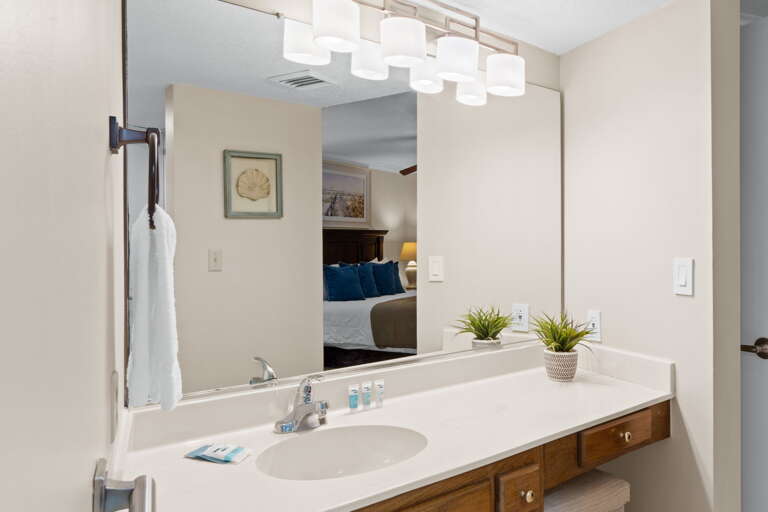 With a large vanity.