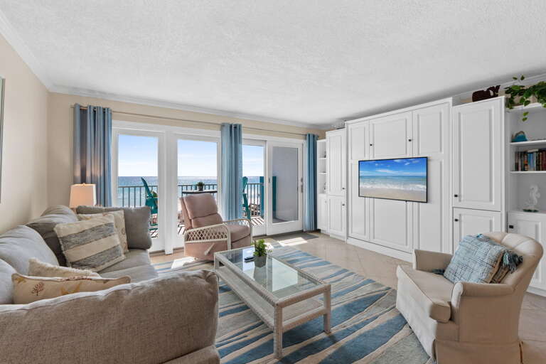 This gulf front living room truly embodies the ideal place to unwind!