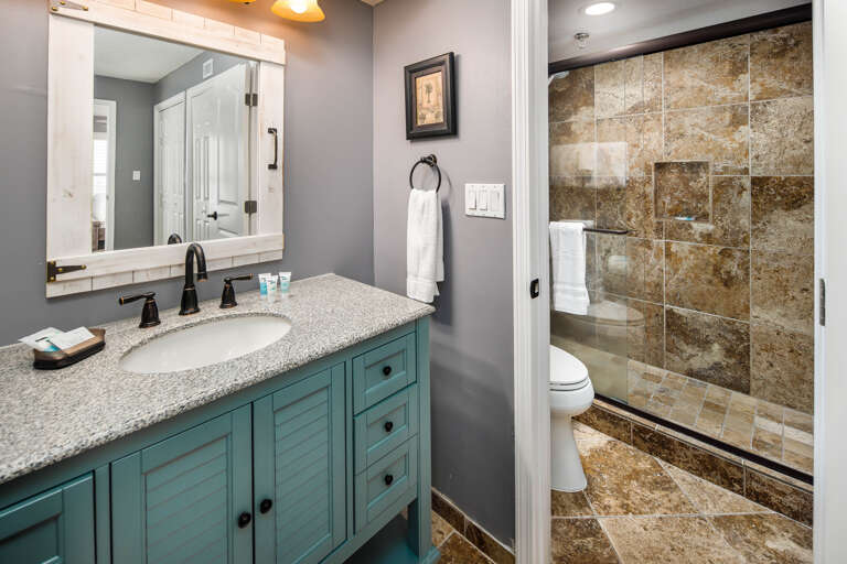 AMAZING walk-in shower. So spacious and beautiful, you will absolutely LOVE IT!