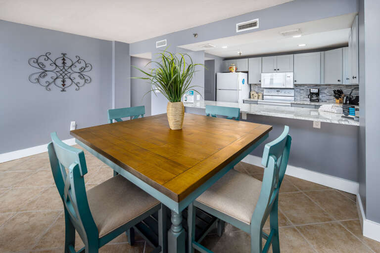 Enjoy a meal at the dining room table.