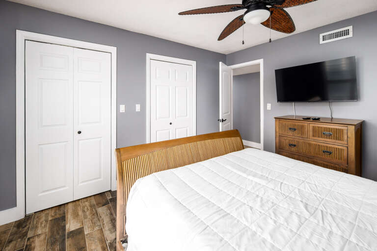 Ample storage and a large flat screen TV for you to enjoy!