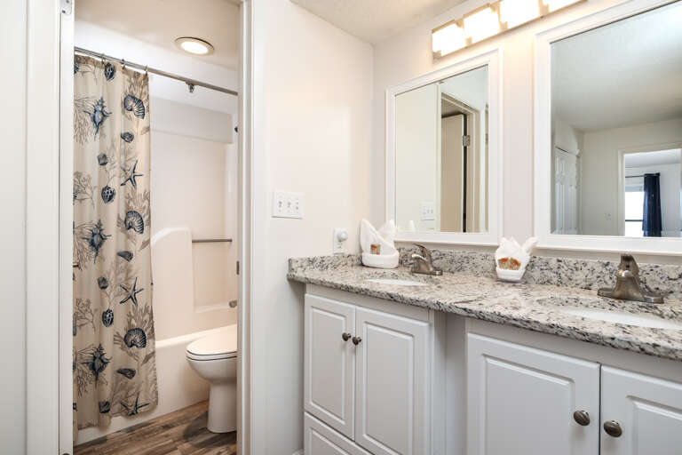 Shower/tub combination and granite counter tops