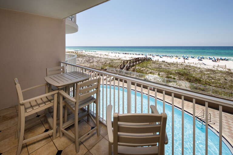 View of the pool and the beach from the 3rd floor.