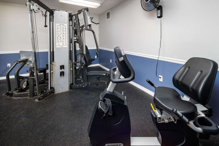 Plenty of workout equipment.