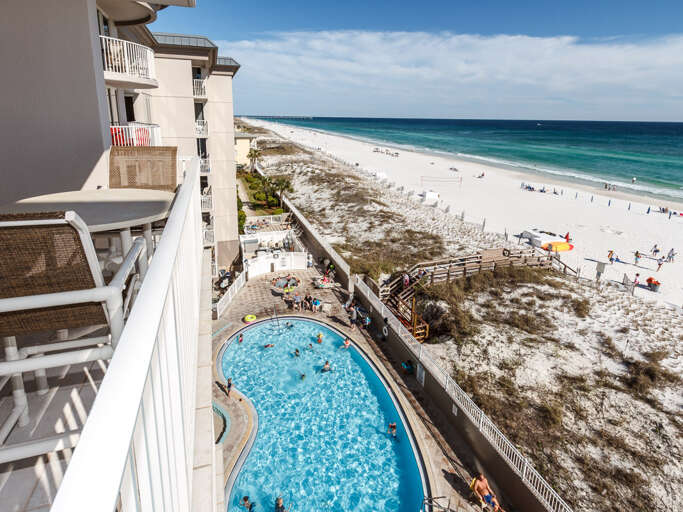 The pool area located on the beach side as well.