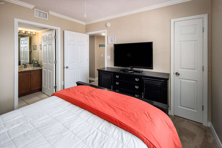 Enjoy a little TV before going to sleep in a comfortable bed.  There is a lot of drawer space for all your beach attire.