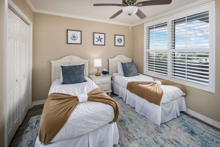 Stylish twin size beds.