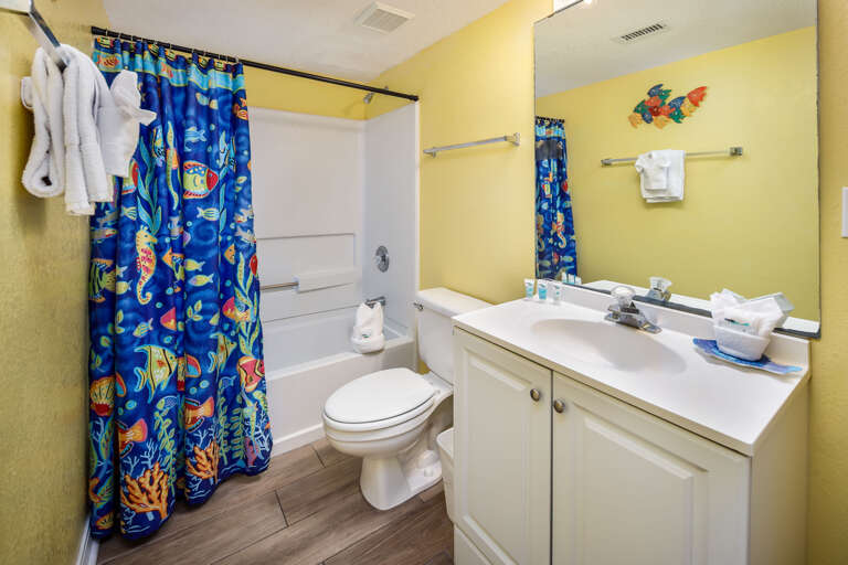 Bath/shower combo in this second bathroom Bath/shower combo in this second bathroom