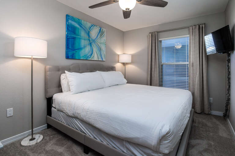 The guest bedroom also has a king sized bed!