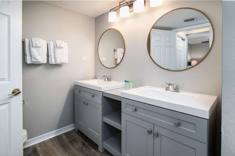 Beautifully designed bathroom with double sinks!