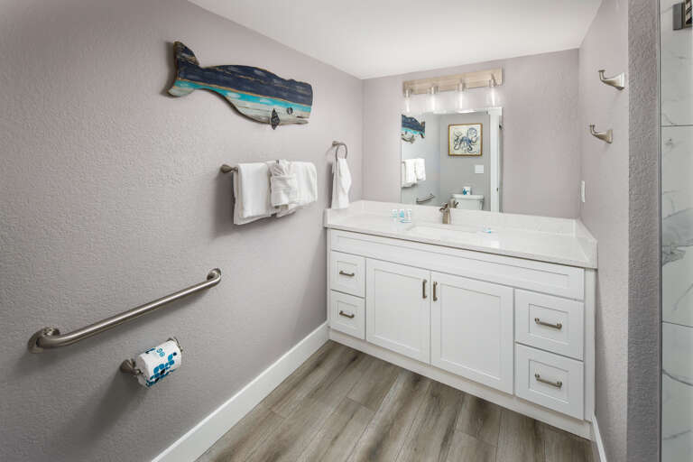 Master bathroom is roomy!  All bathrooms feature quartz countertops Master bathroom is roomy!  All bathrooms feature quartz countertops