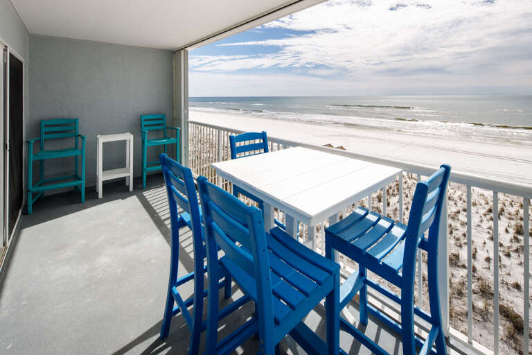 Tall chairs so you can see OVER the railing and not through it. Cool coastal tones look fantastic next to the beautiful Emerald Coast Tall chairs so you can see OVER the railing and not through it. Cool coastal tones look fantastic next to the beautiful Emerald Coast