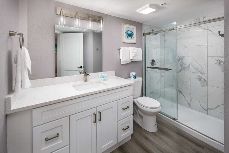 Features ANOTHER walk in shower and plenty of counter space Features ANOTHER walk in shower and plenty of counter space