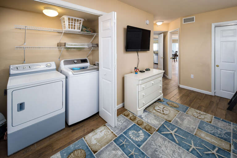 Full sized washer and dryer in the closet for all your laundry needs
