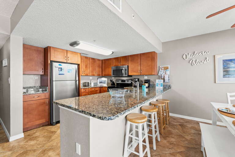 Enjoy some breakfast at the beautiful kitchen island