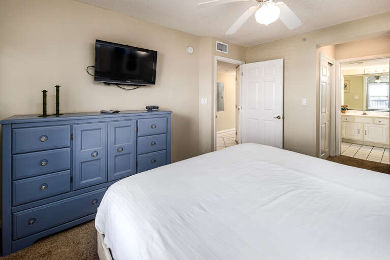 Lots of storage space & a mounted TV