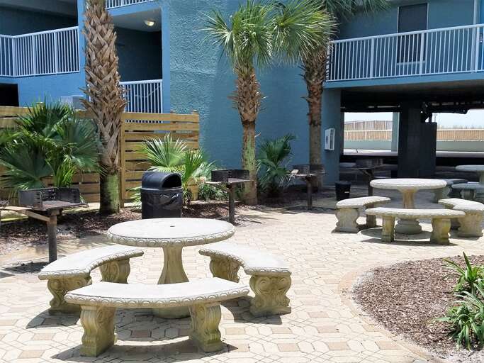 Have a cook-out on the provided charcoal grills!