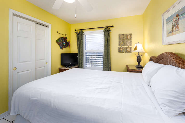 Contains a queen size bed 