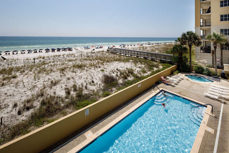 View of Gulf waters and resort pool!