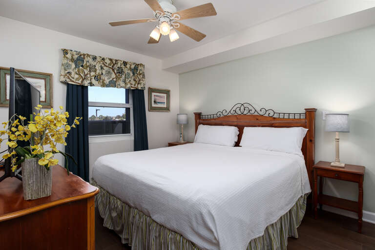 A King sized bed in the master bedroom for a great nights rest.